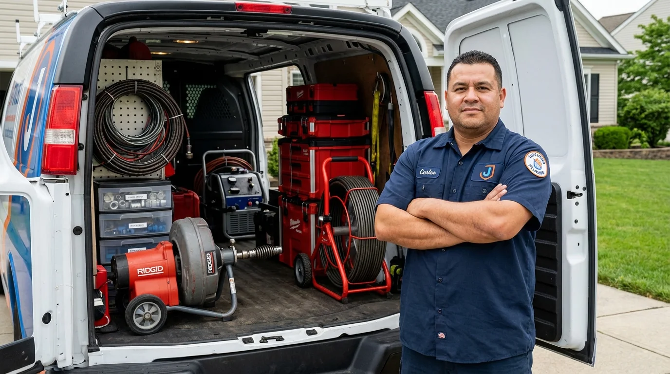 Professional drain cleaning equipment and Johns Plumbing LLC plumber in Leesport