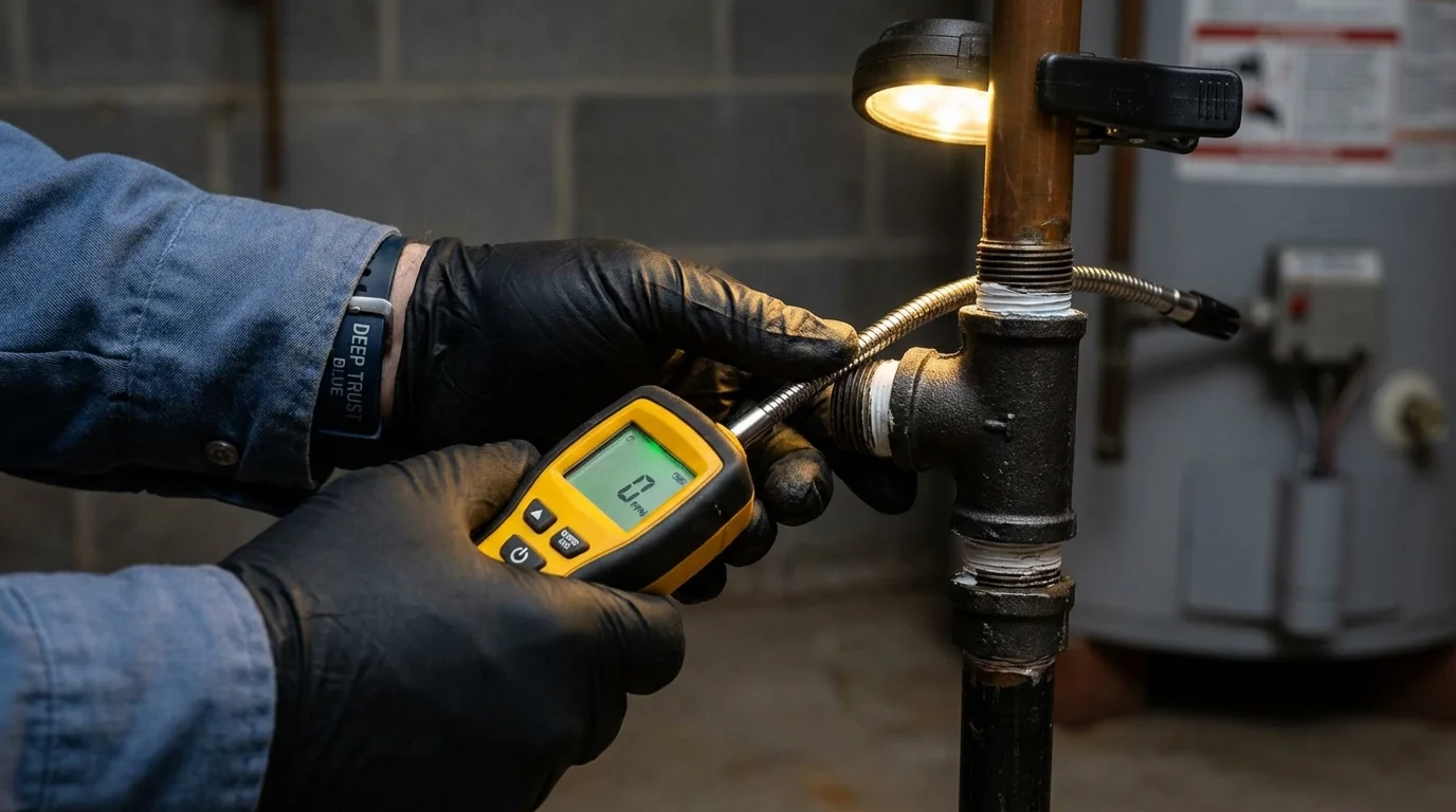 Gas leak detection with electronic sniffer by Johns Plumbing LLC in Leesport