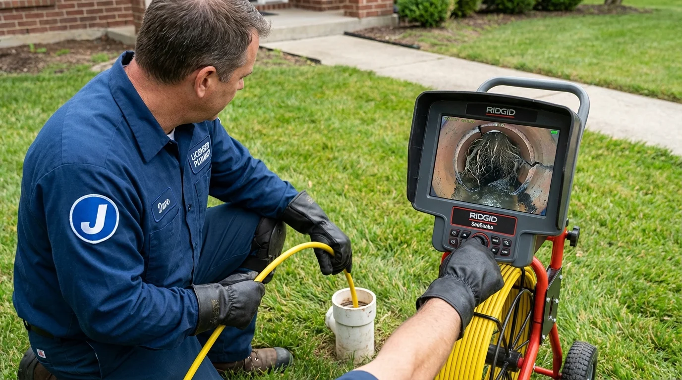 Sewer camera inspection being performed by Johns Plumbing LLC in Leesport